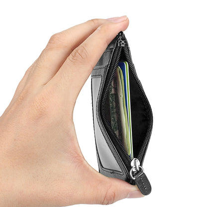 Badge Holder with Zipper, Wisdompro School Supply 2-Sided PU Leather College ID Badge Holder with 1 ID Window, 4 Card Holder Slots, 1 Side Pocket and 20 Inch Leather Neck Strap Lanyard -Vertical Black