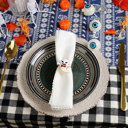 wonlex Halloween Napkin Rings Set of 6, White Ghost Napkin Buckle Holder for Thanksgiving Holiday Patty Table Decor (Elf)