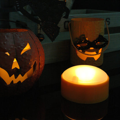 CANDLE CHOICE Halloween Pumpkin LED Lights with Remote and Timer Bright Flickering Battery Operated Jack-O-Lantern Electric Flameless Candles for Halloween Decorations Holiday Decor 6 Pack Orange
