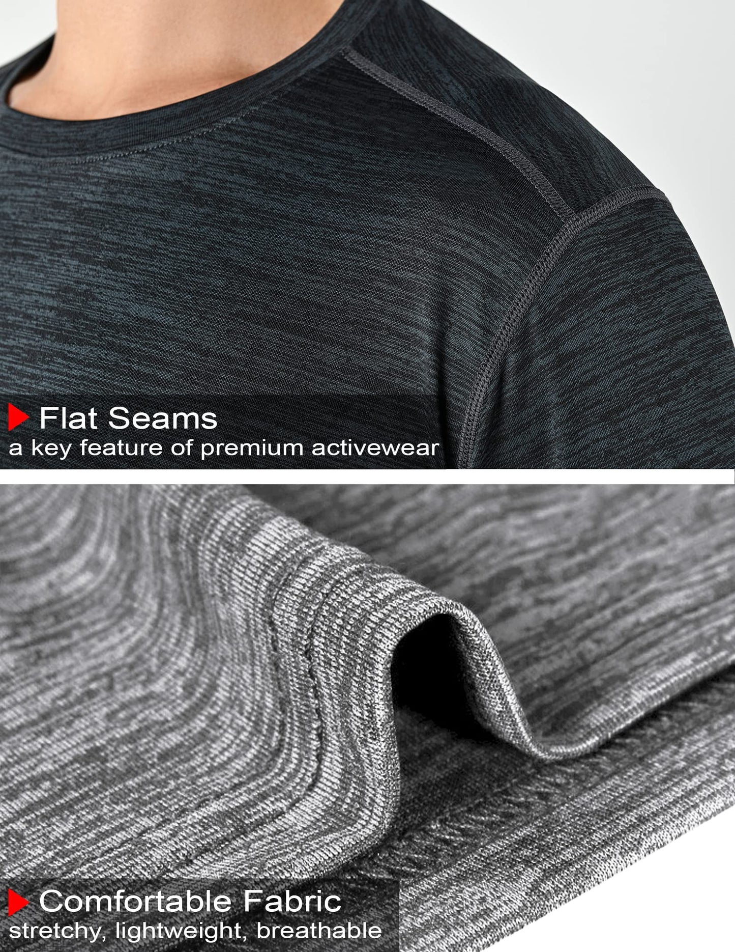 5 Pack Men’s Active Quick Dry Crew Neck T Shirts | Athletic Running Gym Workout Short Sleeve Tee Tops Bulk (Set 1, X-Large)