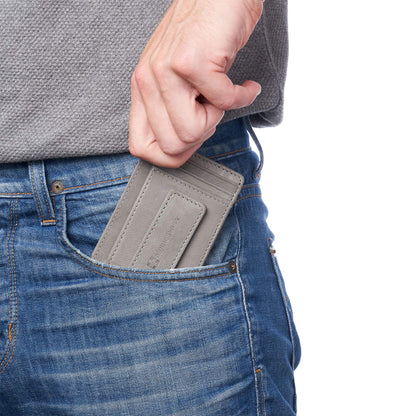 Alpine Swiss Harper Mens RFID Slim Money Clip Front Pocket Wallet Minimalist Leather ID Card Holder Gray