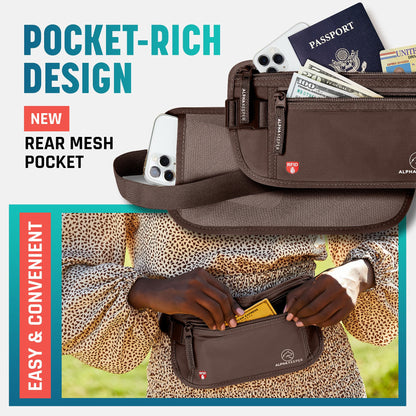 Hidden Money Belt for Travel for Men, Waist Wallet Anti Theft, RFID Passport Holder For Travel Men Or Women, Money Pouch, RFID Passport Holder