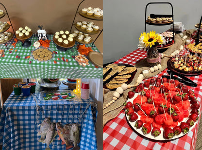 6 Packs Green Gingham CheckeGreen Table Cloth Party | 54x108 inch | Green Plastic isposable Table Cover Party | White Plastic Tablecloth | Party Table Clothes for Parties BBQ Picnic Birthday Wedding