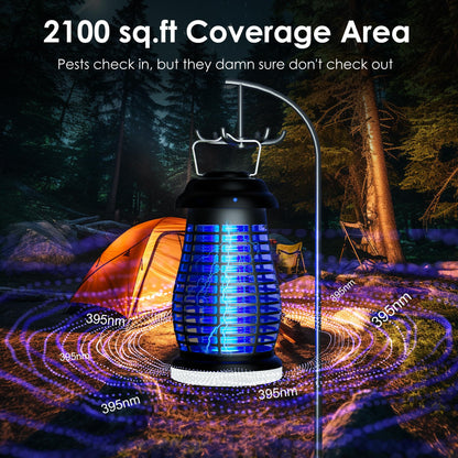 Bug Zapper Outdoor & Indoor Cordless Mosquito Zappers with Rechargeable 4800mAh Battery & Camping Light Electric Fly Trap for Patio, Kitchen, Backyard and Garden Portable Gnat Killer