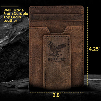 BULL GUARD RFID Magnetic Money Clip Men's Wallet Crafted from Genuine Leather, Slim Front Pocket Minimalist Card Case With 4 Credit Card Slots, ID and Middle Pocket