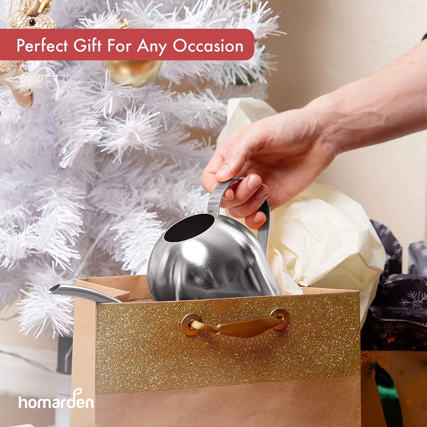 Homarden 30 oz. Copper Watering Can - Long Spout Metal Can for Indoor & Outdoor Plants