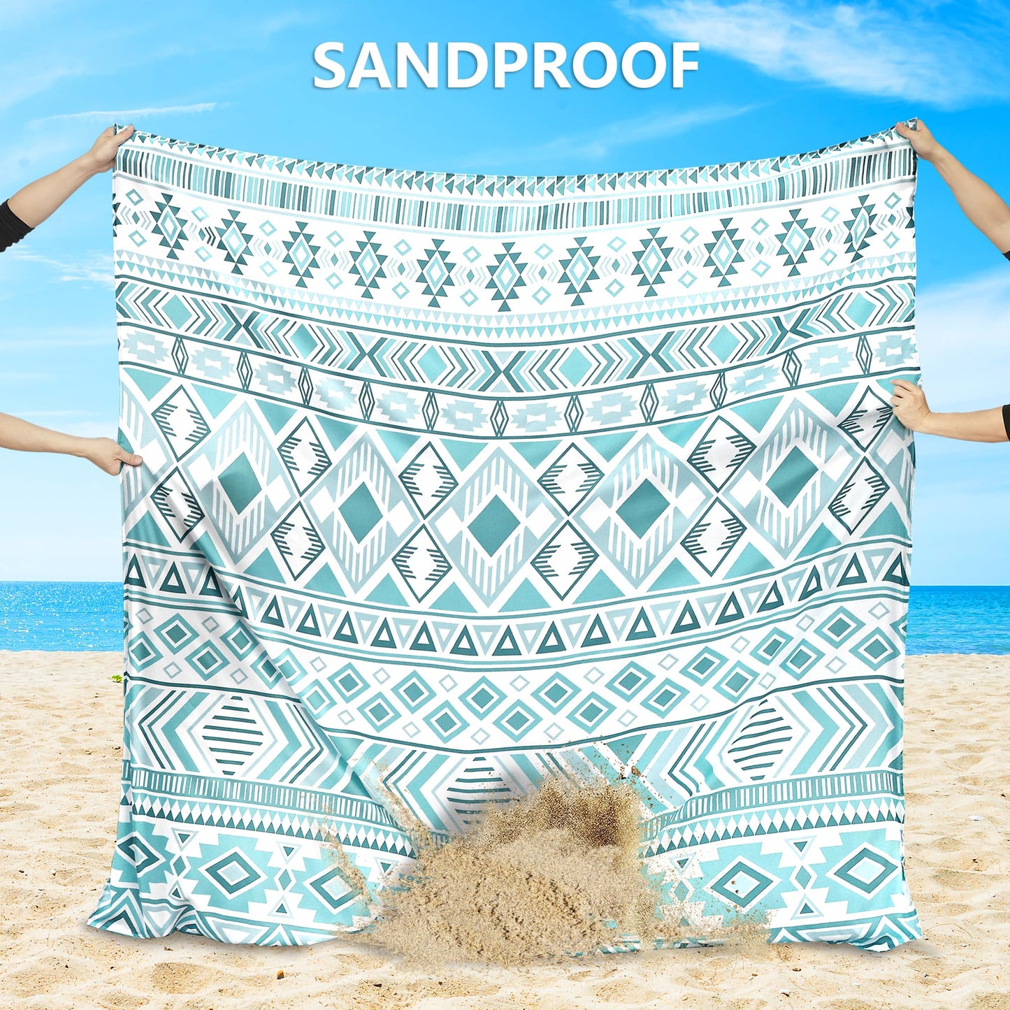 AISPARKY Beach Blanket Waterproof Sandproof, Oversized Large Beach Mat 79" X 83"/120"x108" for 1-8 Adults, Quick Drying&Compact&Lightweight, Picnic Mat Vacation Essentials for Beach Camping Travel