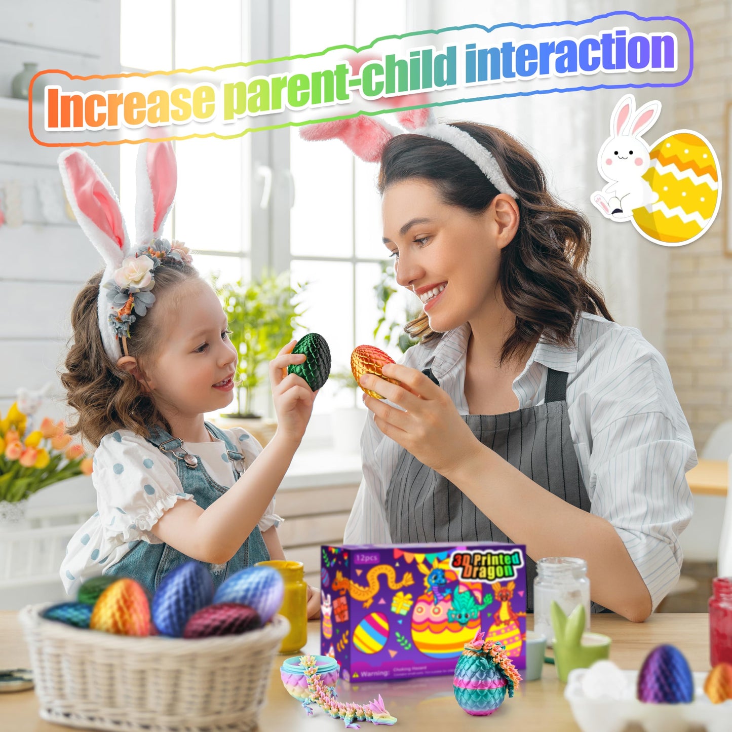 Impossmaker 3D Printed Mini Dragon Eggs Set with Dragon Inside, Articulated Crystal Fidget Toy, Cool Stuff Fun Gifts for Adults, Teens, Boy, Easter Basket Stuffers, 12PCS