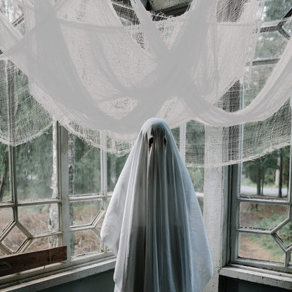 Alpurple 6 PCS Halloween White Creepy Cloth, 30 x 72 Inch Scary Spooky Fabric Cloth, Freaky Loose Weave Creepy Gauze for Halloween Haunted House Party Decoration