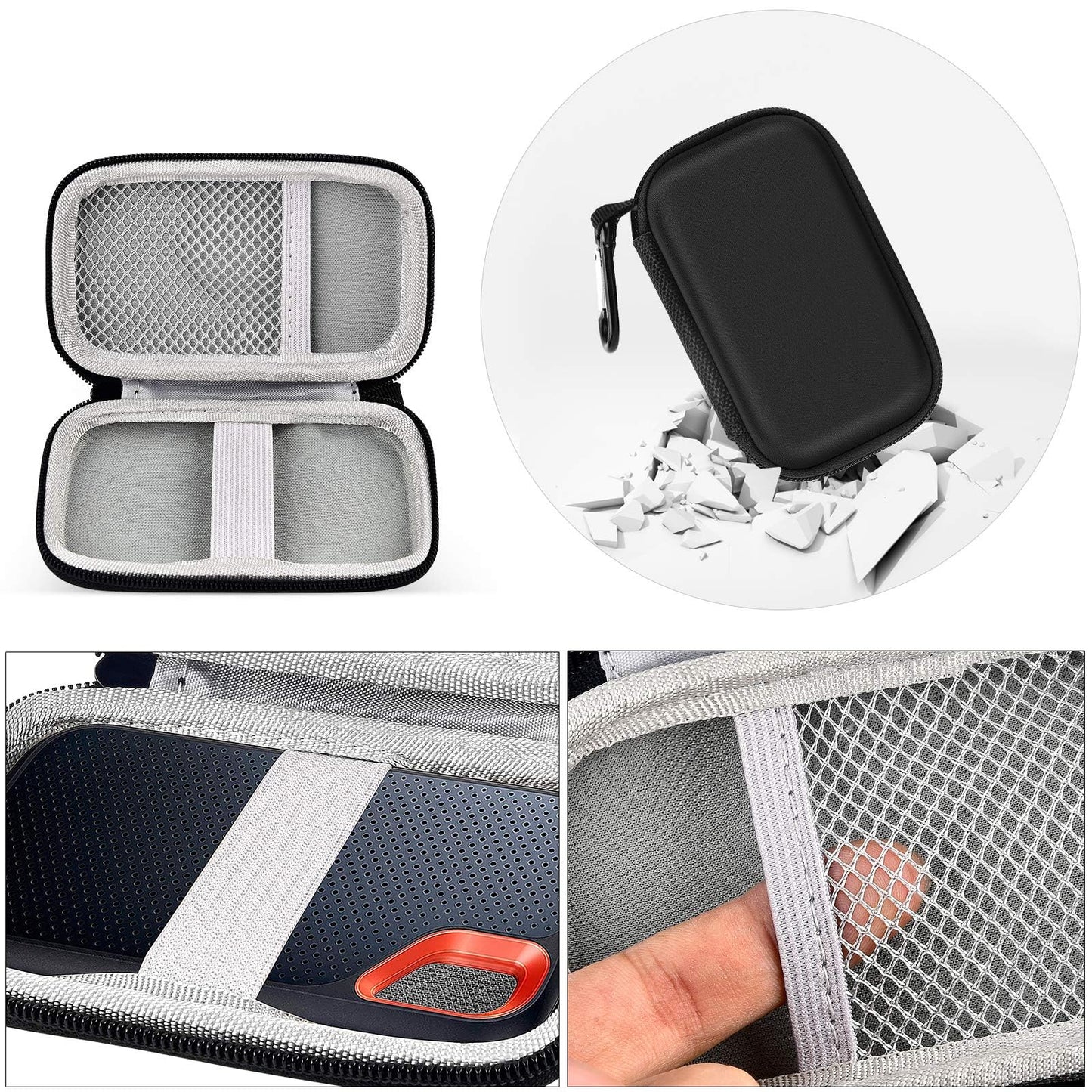 Hard Case Compatible with SanDisk 500GB/ 1TB/ 2TB/ 4TB Extreme Portable SSD - Up to 1050MB/s - USB-C, USB 3.2 Gen 2 - External for Solid State Drive. Carrying Travel Holder for USB Cables (Box Only)