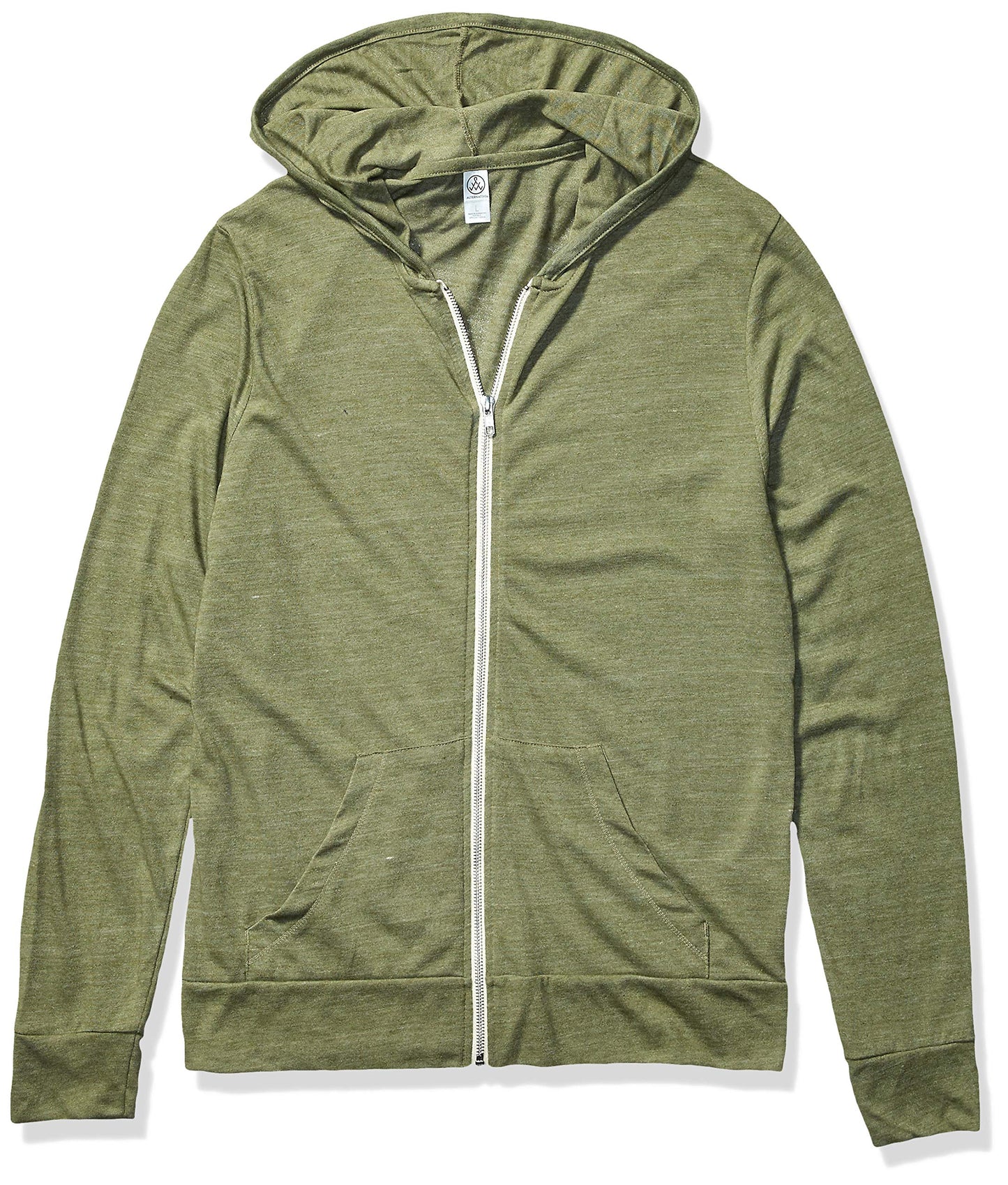 Alternative mens Eco Zip Hoodie Hooded Sweatshirt, Eco True Army Green, X-Small US
