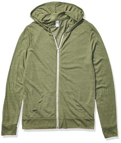 Alternative mens Eco Zip Hoodie Hooded Sweatshirt, Eco True Army Green, X-Small US