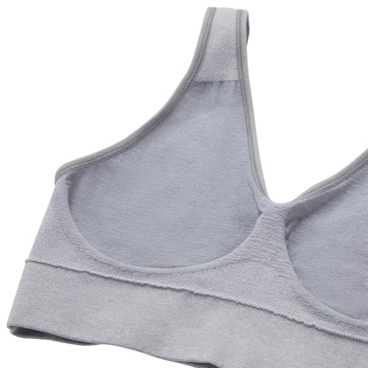 Hanes Women's Cozy Seamless Wire-Free Bra, Light Grey Heather, Large