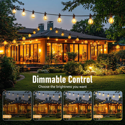 Brightown Outdoor String Lights - Waterproof Globe Patio Lights 30 Ft with 30 G40 Shatterproof LED Bulbs, Connectable Commercial Hanging Light for Backyard, Bistro, Porch, Cafe, Deck, Garden