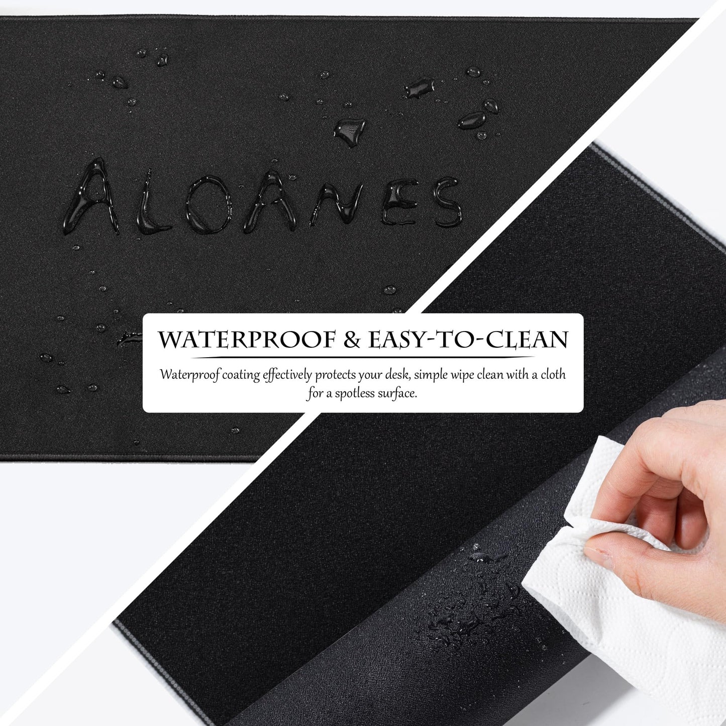 ALOANES Waterproof Mouse Pad, XL Gaming Keyboard Pad with Anti-Slip Base, Grain Jacquard Surface, Extend Desk pad for Gamer, Office & Home, Sea Wave Mousepad 31.5''x 11.8''x 0.12''