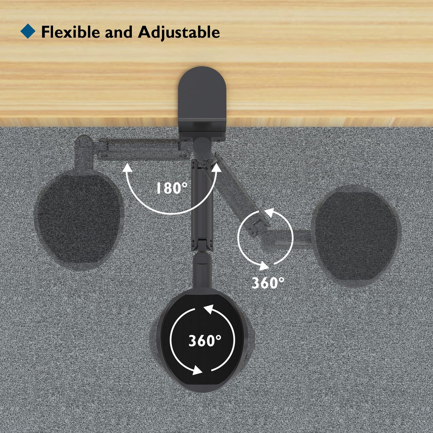 BONTEC Adjustable Arm Rest for Desk, Ergonomic Elbow Rest Pad, 360° Rotating & Extendable Desk Arm Support, Durable Aluminum, Keyboard & Computer Arm Rest Pad, Office & Gaming Desk Accessories