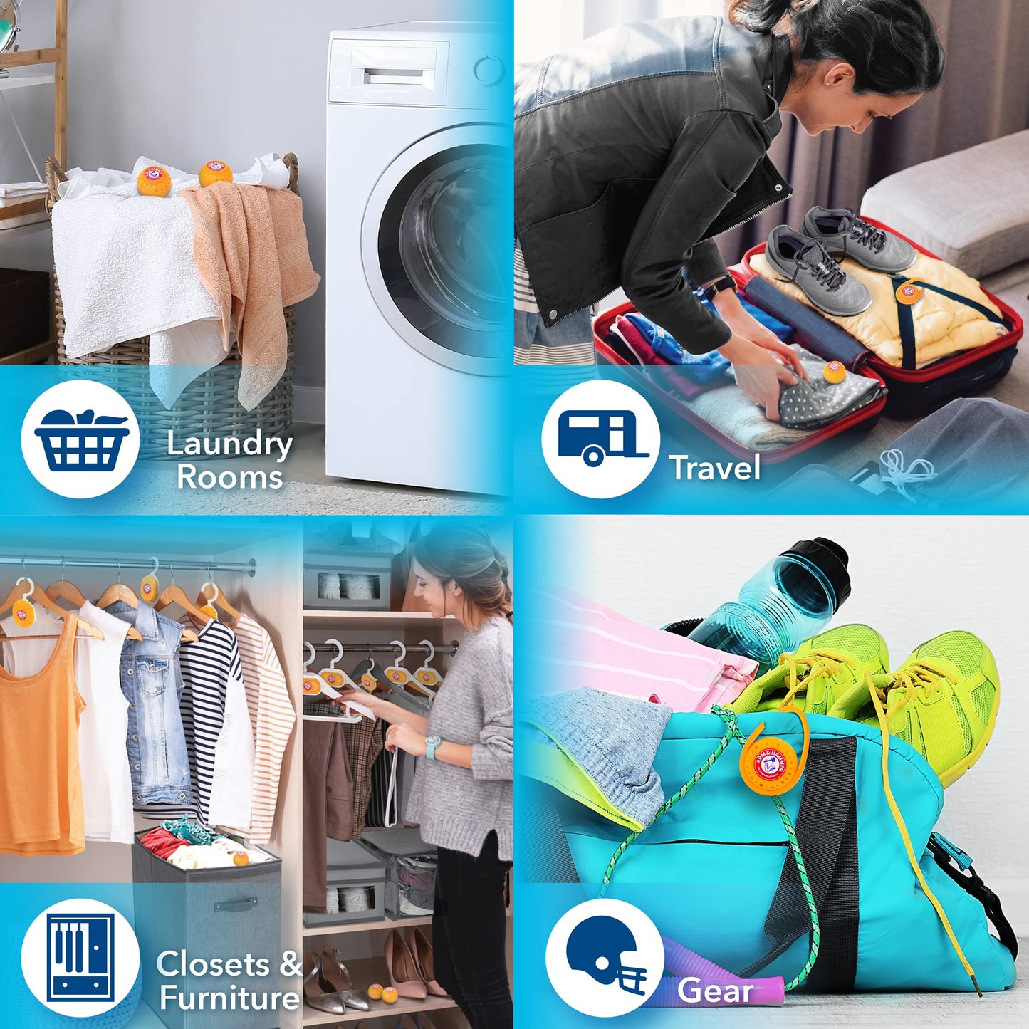 Arm & Hammer Odor Busterz - Clip N Go, 4 Count Deodorizer Pack