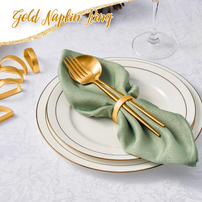APTWOW Gold Napkin Rings Set of 12, Semicircle Metal Gold Napkin Holder Buckles, Fall Thanksgiving Christmas Napkin Rings, Napkins Rings for Dinner Table Decor, Wedding, Banquet, Party, Easter