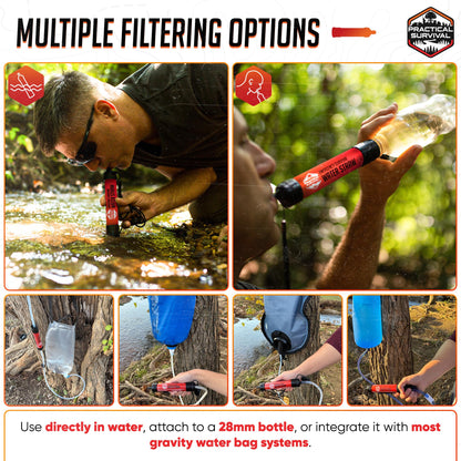 5 High-Capacity Emergency Water Straws – Lightweight, Reusable, 1800-gallon Filters for Camping, Hiking, Travel, Biking, Survival, and Emergencies. No Expiration Date, Perfect for preparedness