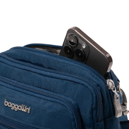 Baggallini Triple Zip Crossbody Bag for Women - Convertible Crossbody Fanny Pack Belt Bag - Lightweight Water-Resistant