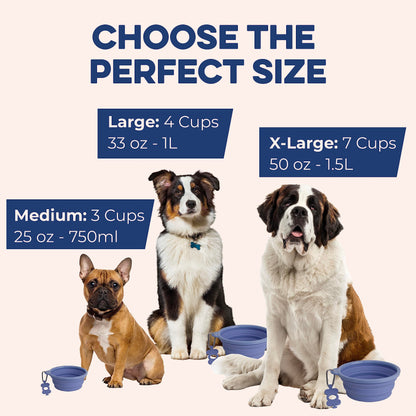 Bonza X-Large Collapsible Dog Bowl, 1500 ML Reinforced Rim, with Carabiner - Dog Travel Bowl - Portable, Collapsible - Hiking, Car, Traveling
