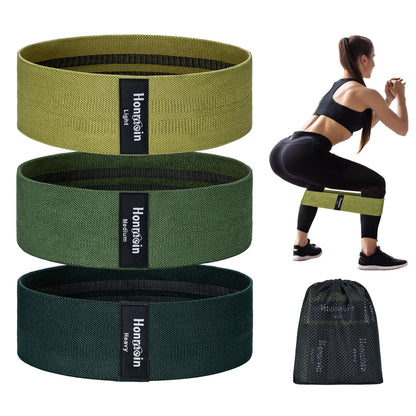 Honmein Resistance Bands for Working Out, 3 Levels Exercise Bands Workout Bands Set for Women Men, Hip Legs Booty Bands for Home Fitness, Gym, Yoga, Pilates(Green)