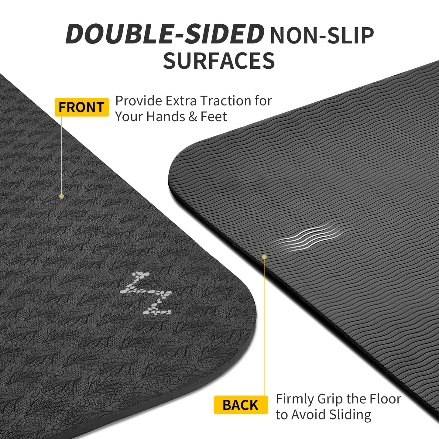 CAMBIVO Extra Wide Yoga Mat for Women and Men (72"x 32"x 1/4"), SGS Certified, Non-slip Large TPE Exercise Fitness Mat for Yoga, Pilates, Workout (6mm, Dark Black)