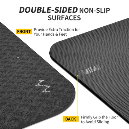 CAMBIVO Extra Wide Yoga Mat for Women and Men (72"x 32"x 1/4"), SGS Certified, Non-slip Large TPE Exercise Fitness Mat for Yoga, Pilates, Workout (6mm, Dark Black)