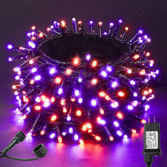 BlcTec Halloween Lights 300 LED 108FT Halloween String Lights with 8 Modes, UL Certified, Connectable, Waterproof, Timer for Outdoor Indoor Yard, Porch, Trees, Haunted House Decorations, Orange Purple