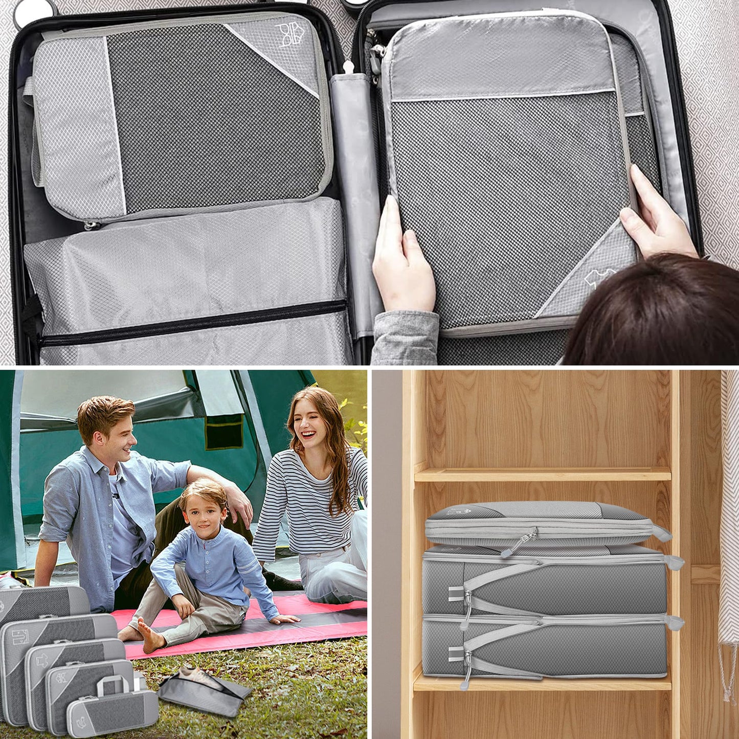 6 Set compression packing cubes travel accessories,Expandable Packing Organizers for Travel,Essentials Luggage Travel Bags,Packing Cubes for Suitcases, Cube Accessories for Women/Men
