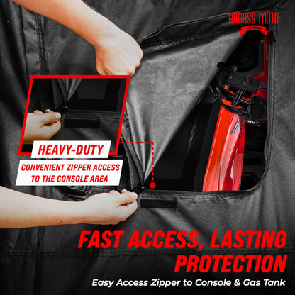 Badass Moto ATV Covers Waterproof Outdoor Heavy Duty - Rip-Resistant ATV Cover with Easy Access Zipper - Durable and Versatile Four Wheeler Accessories for Quad and Powersport Vehicles, Small (75")