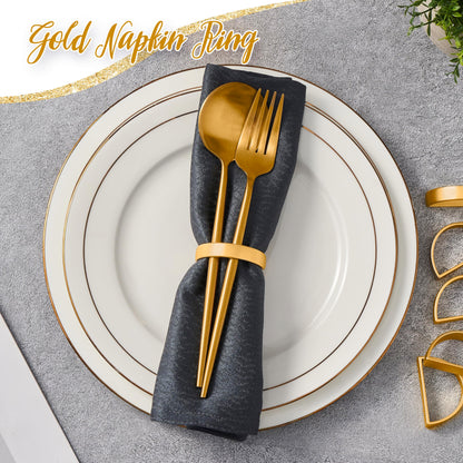 APTWOW Gold Napkin Rings Set of 12, Semicircle Metal Gold Napkin Holder Buckles, Fall Thanksgiving Christmas Napkin Rings, Napkins Rings for Dinner Table Decor, Wedding, Banquet, Party, Easter
