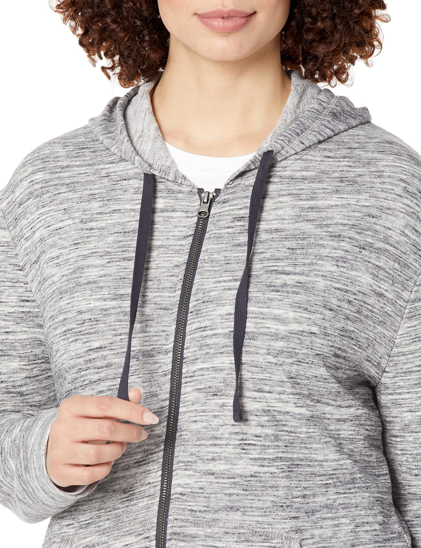 Hanes Womens French Terry Zip Hoodie Warm Up Or Track Jacket, Ebony Spacedye, Large US