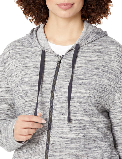 Hanes Womens French Terry Zip Hoodie Warm Up Or Track Jacket, Ebony Spacedye, Large US