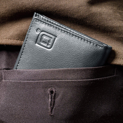 ID Stronghold Men's Leather Trifold Wallet - RFID Blocking - Black Wallet with Gift Box