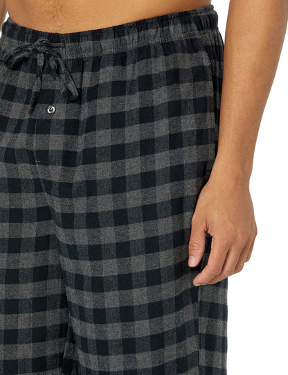 Amazon Essentials Men's Breathable Flannel Pajama Pant (Available in Big & Tall), Black Grey Buffalo Plaid, Medium