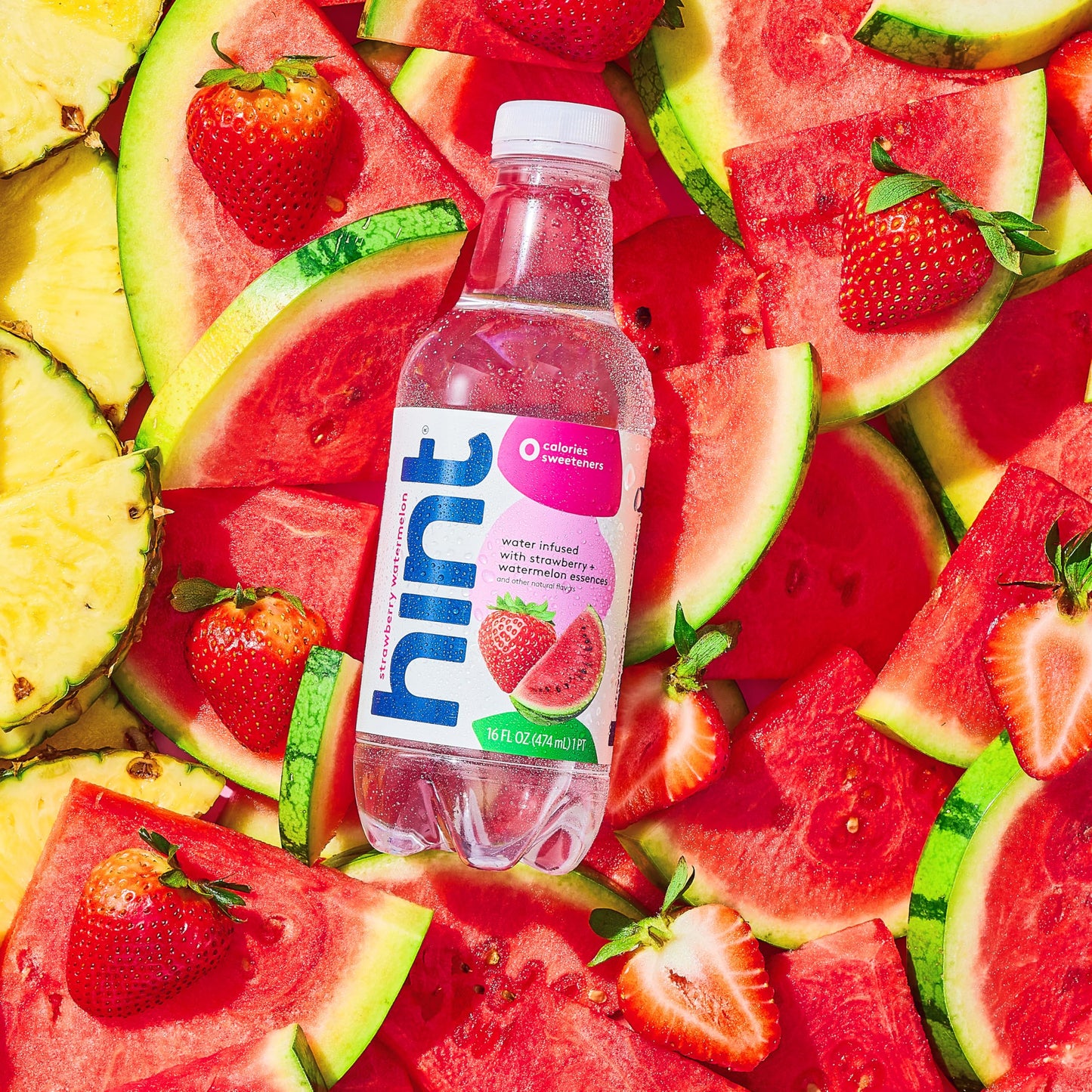 Hint Fruit-Infused Bottled Water, Strawberry Watermelon - Sugar Free Flavored Water with Zero Calories, Naturally Flavored, and No Artificial Sweeteners - 16 Fl Oz (Pack of 12)