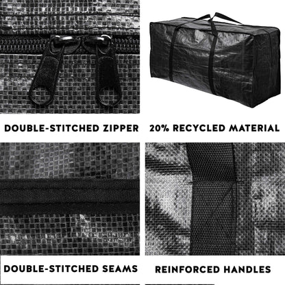 BAG-THAT! 68.5 GAL 2 Pack XXL Jumbo Extra Large Heavy Duty Stronger Handles Storage Bags Moving Totes Zippered Reusable Wrap Around Handle Storage Totes