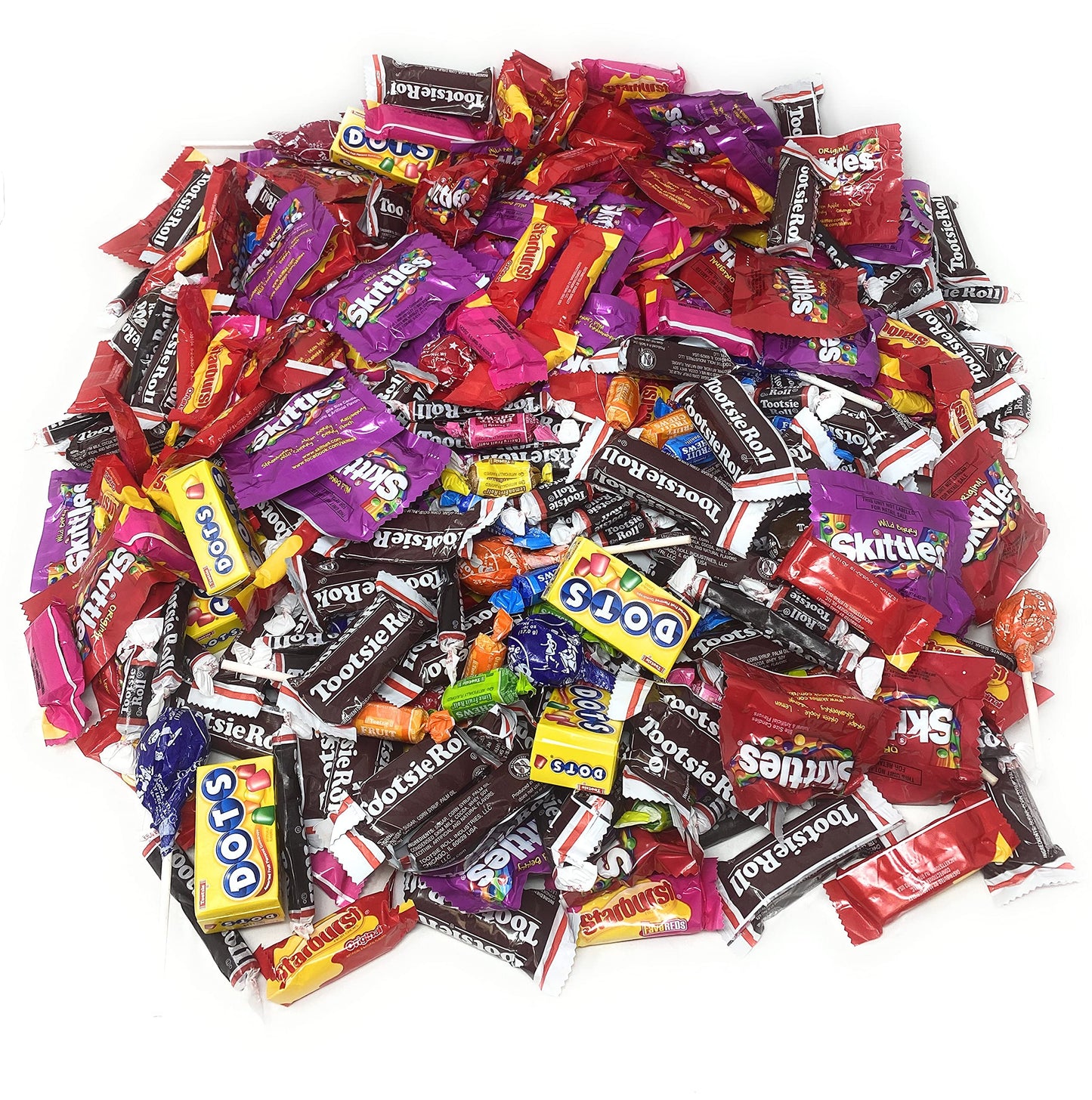 Assortit Holiday Special Bulk Candy Mix 11.25 Lb Starbursts FaveReds And Skittles Original And Wild Berry Tootsie Rolls Juniors Tootsie Snack Bars Tootsie Mini Dots Tootsie Pops Fruit Rolls 450+ Ct (180.4 Oz)