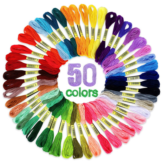 ATDAWN Rainbow Color Embroidery, Cross Stitch Threads, Bracelets, Crafts Floss, 50 Count